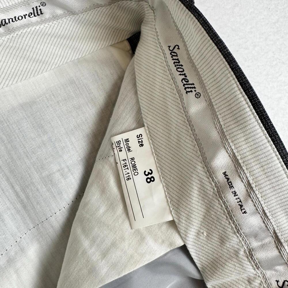 NEW Santorelli Size 38 Romeo Gray Wool Luxury Dress Pants Unfinished Hem Italy - Picture 6 of 10